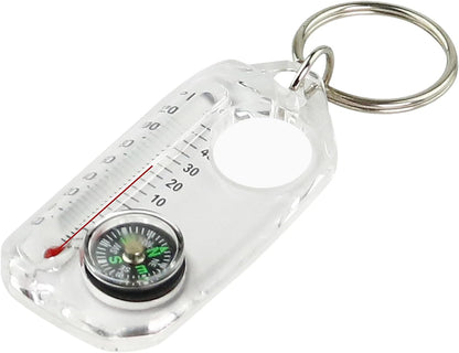 Compass Key Chain, Pocket Compass Thermometer, Survival with Clip, Lightweight Gear for Hiking and Backpacking, Outdoor Travel Use, 2.3x1.2x0.3 Inches Abs Build 1 Piece