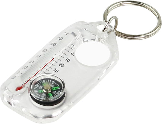 Compass Key Chain, Pocket Compass Thermometer, Survival with Clip, Lightweight Gear for Hiking and Backpacking, Outdoor Travel Use, 2.3x1.2x0.3 Inches Abs Build 1 Piece
