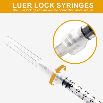 25 Pack 1ml Syringes with 27Ga 1/2 Inch Needle, Sterile Disposable Syringe Kit Individual Package for Crafts, Industrial, Scientific,Watering, Pet Feeding & DIY
