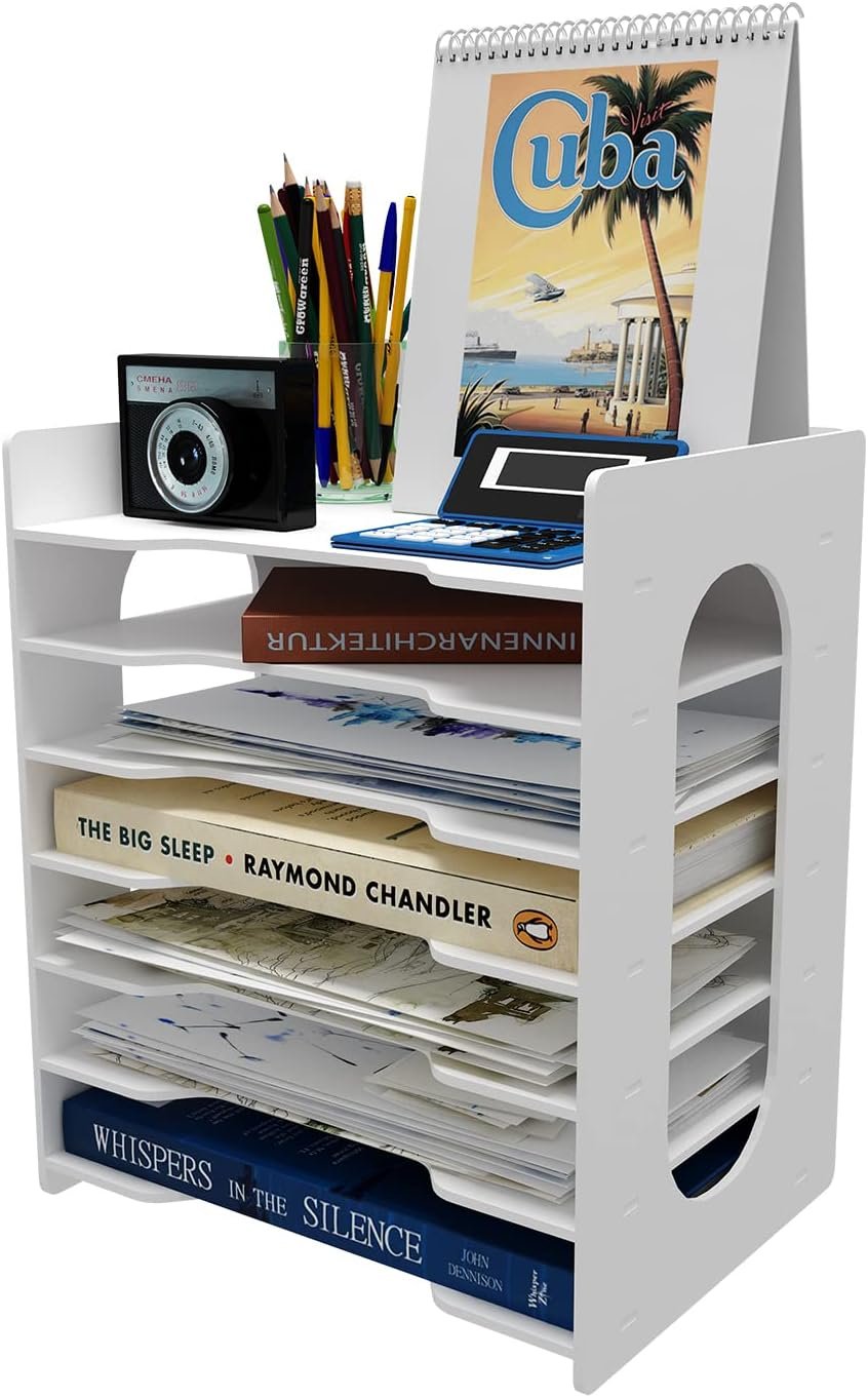 Natwind 7-Tier Office Paper File Organizer for Desk Desktop Organizer Holder Office Organizer Letter Tray & A4 Paper Holder Document Storage Rack for Home Office School(7H-Tier)