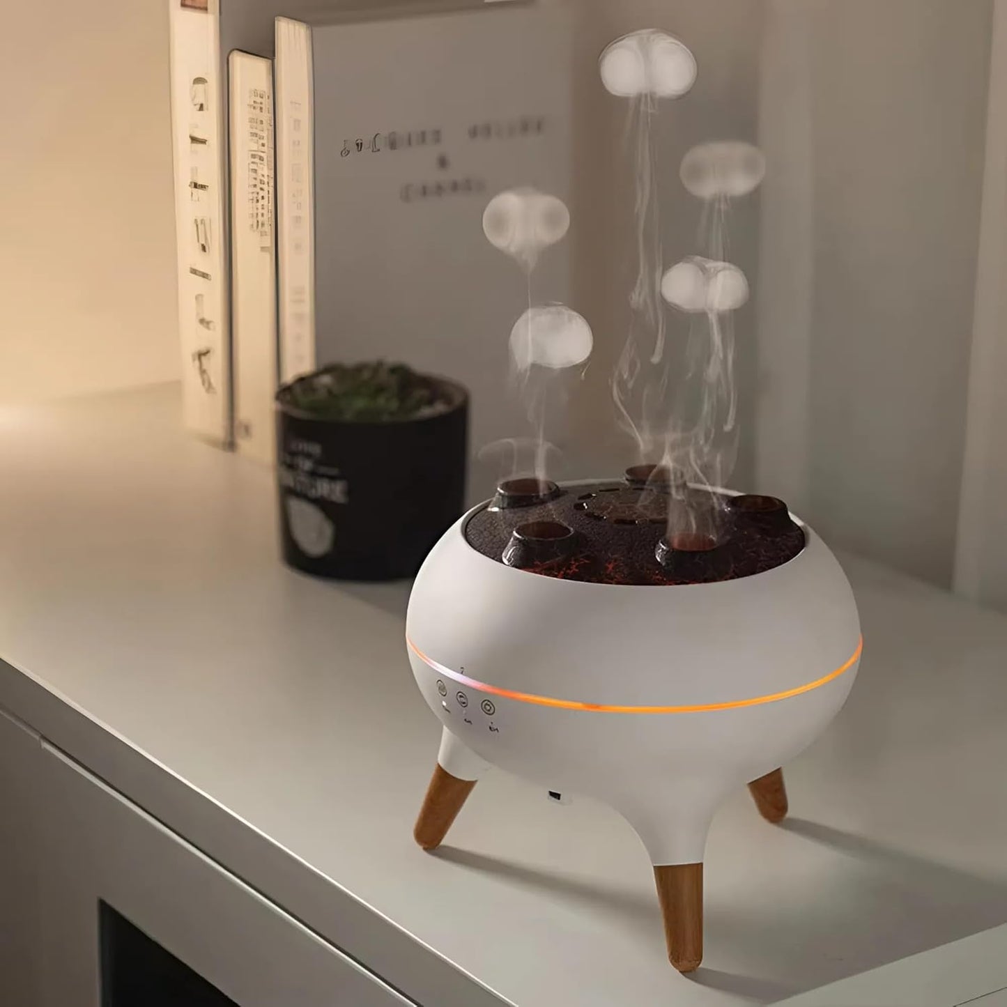 Jellyfish Essential Oil Diffuser – Volcano Mist Air Humidifier with 7 LED Colors, Remote Control & Timer, Creative Aromatherapy Diffuser for Bedroom, Office, Gifts