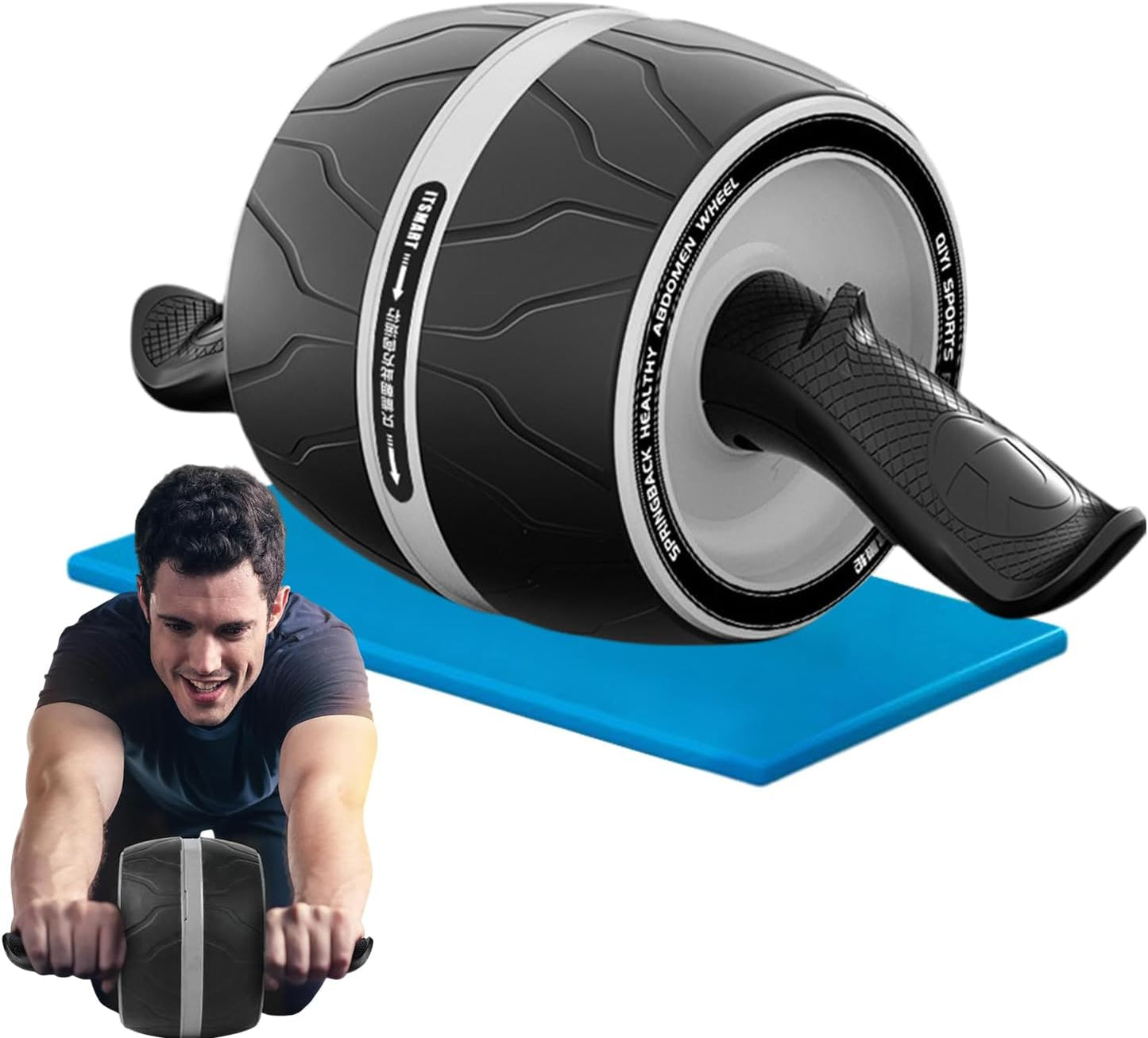 Abdominal Muscle Wheel, Workout Ab Wheel Double Wheel Trainer, 5.12x6.69x15.75 inches Compact Non-Slip Core Strength Tool, Ergonomic Home Gym Fitness Gear for Athletes Use