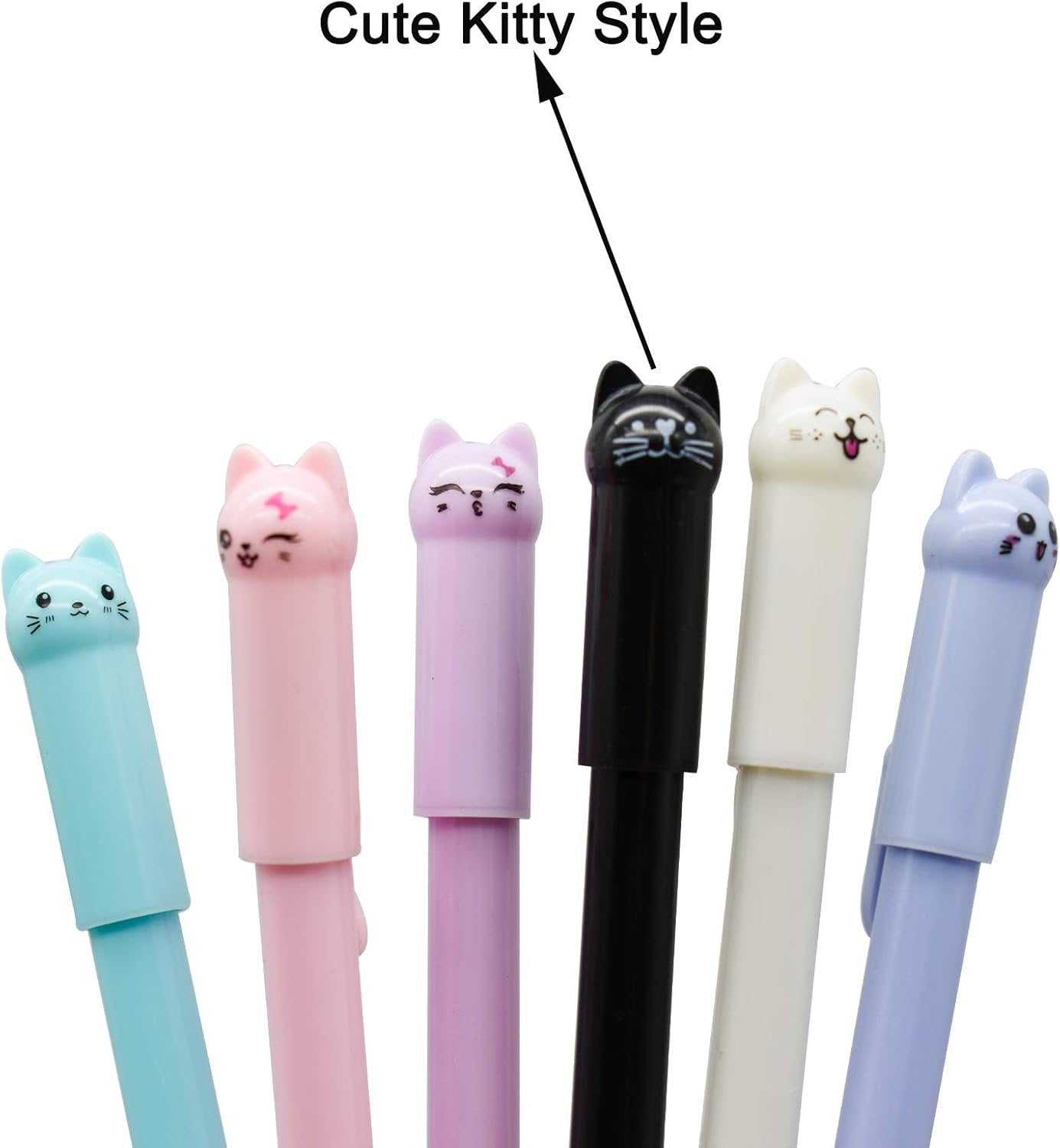 Maydahui 12PCS Cat Rollerball Pens Cute Cartoon Kitty Animal Pen Black Gel Ink for Cats Lovers Stationery School Supplies
