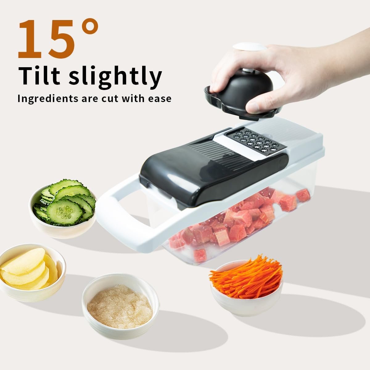 WEPIKK Vegetable Chopper – Heavy Duty, Rust-Resistant Stainless Steel Blades for Effortless Slicing, Dicing & Chopping – Non-Slip Base & Ergonomic Handle – Dishwasher Safe, Easy Meal Prep Tool (White)