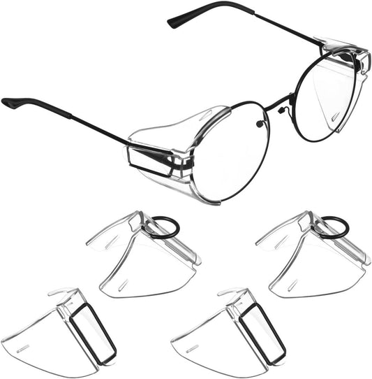 2 Pairs Eye Glasses Side Shields for Glasses Safety, Slip on Side Shield Clear Eye Glasses PC Side Shield Eye Glasses Side Protection