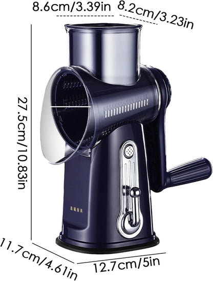 Hand Crank Grater – Rotary Cheese Shredder, Vegetable Slicer Tool | Manual Food Graters, Compact Fruit Cutter, Easy Crank Kitchen Gadgets, Food Prep Tools for Carrot and Fruit Slicing