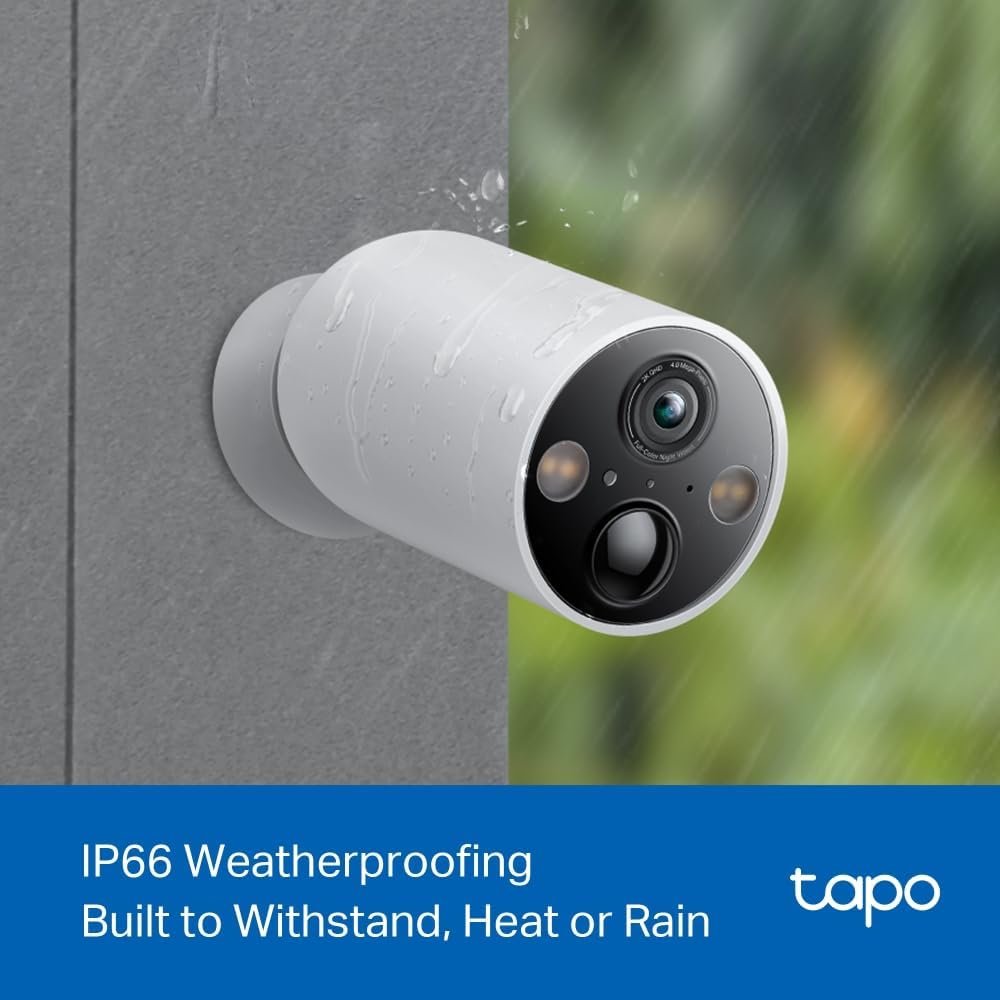 TP-Link Tapo Smart Home Battery-Powered Security Camera, Wireless, 2K QHD, IP66, 10000mAh Battery, 150Â° Super-Wide FOV, Colour Night Vision, AI Detection, microSD Card Slot, App Remote Control (TC85)