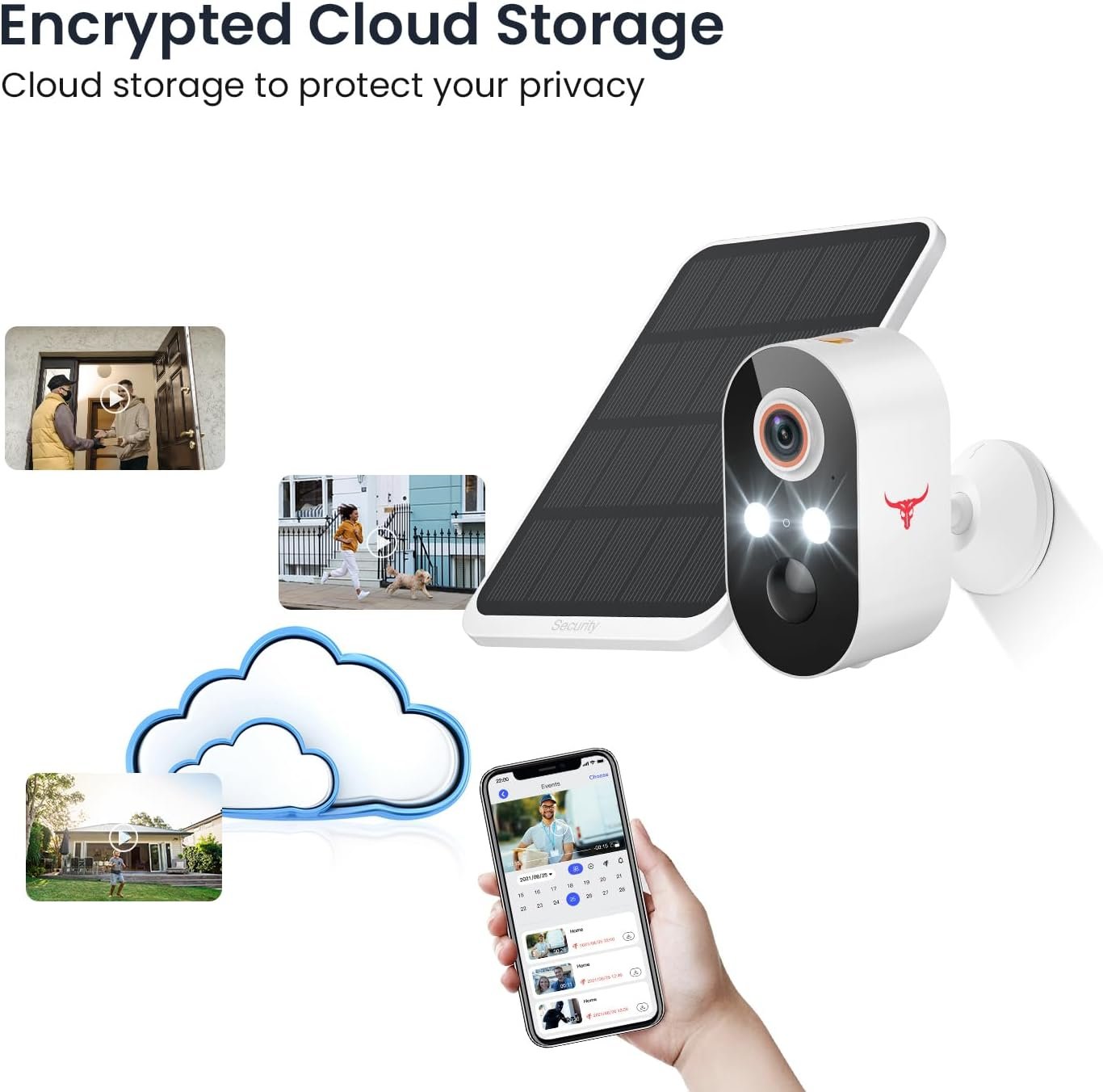 1080p Solar Security Camera Wireless, Smart AI Human Detection, 2-Way Audio, Color Night Vision, Cloud Storage, 2.4G WiFi, Indoor/Outdoor Surveillance Bullet Cam (1 Pack)
