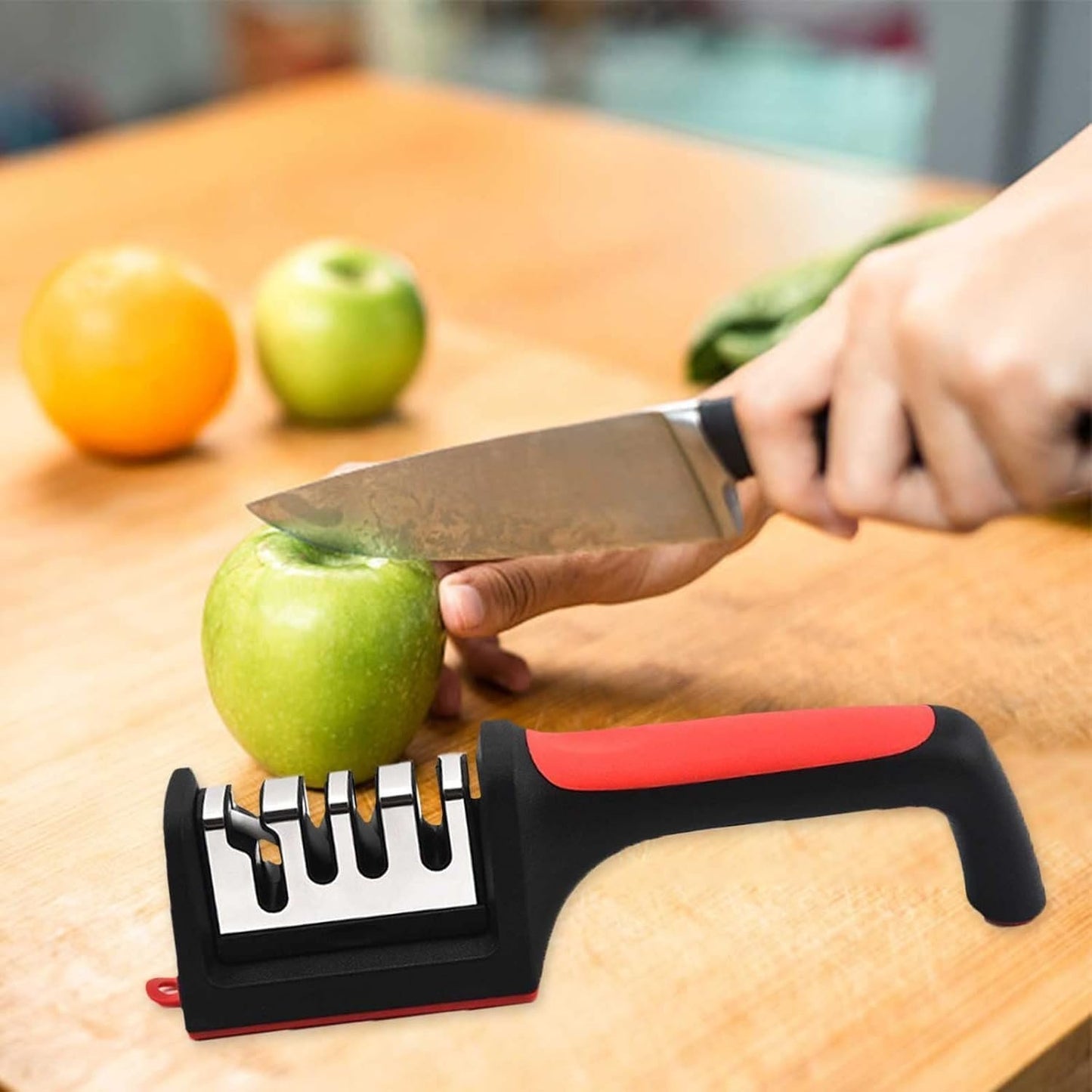 RyNova 4-in-1 Knife Sharpener with Safety Gloves â€“ Ultimate Sharpening Tool for Ceramic, Steel Knives & Scissors