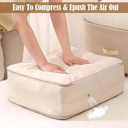 Peliaral Ultra Space Saving Compression Organizer, Implicationi Self Compression Storage Bags, Moisture-Proof Packing Cube, Heavy Duty Moving Bags for Bedding, Clothes & Travel (Beige,XL)