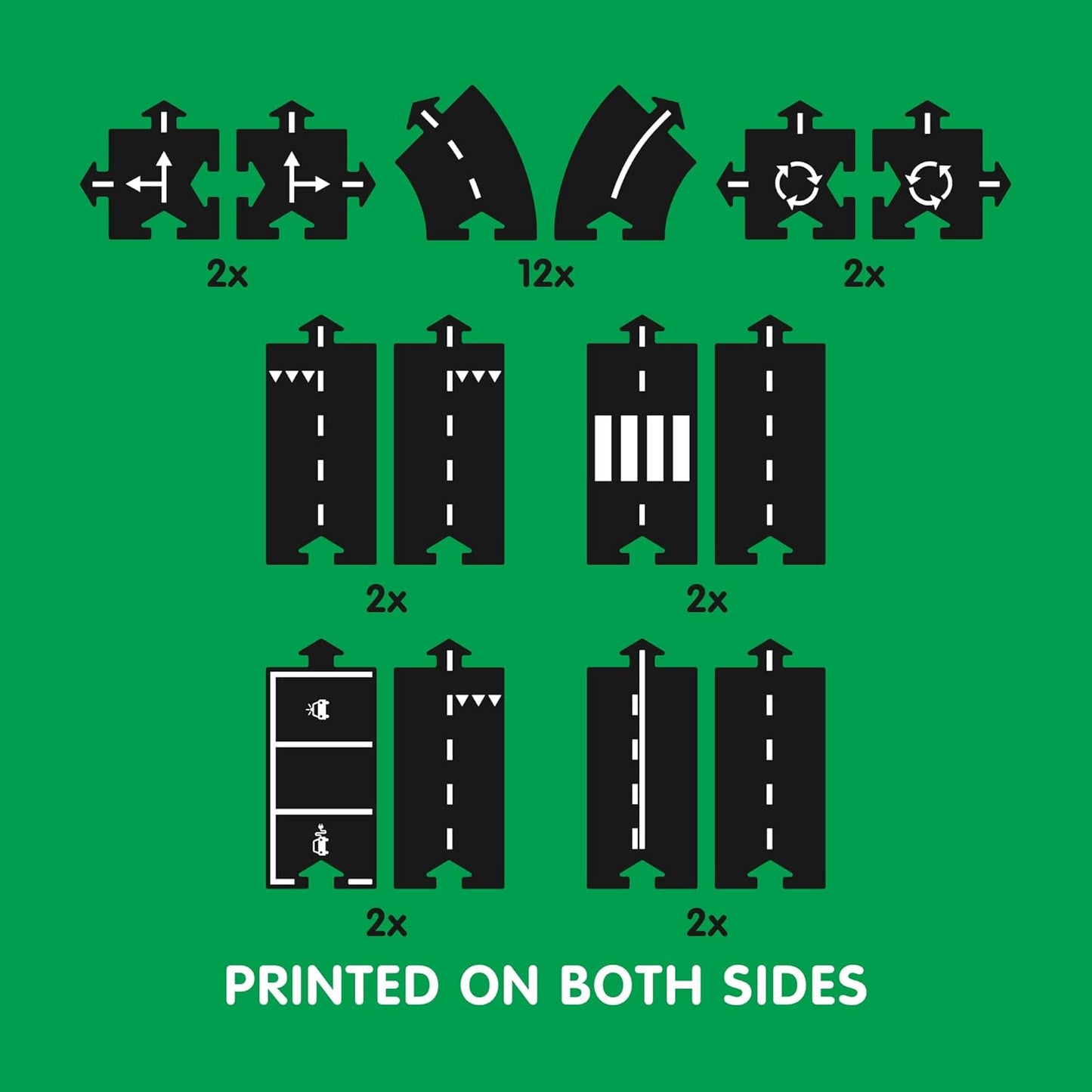 waytoplay -Starterset Highway 24 Pieces Black with White Stripes 27 x 14.5 x 7.5 cm
