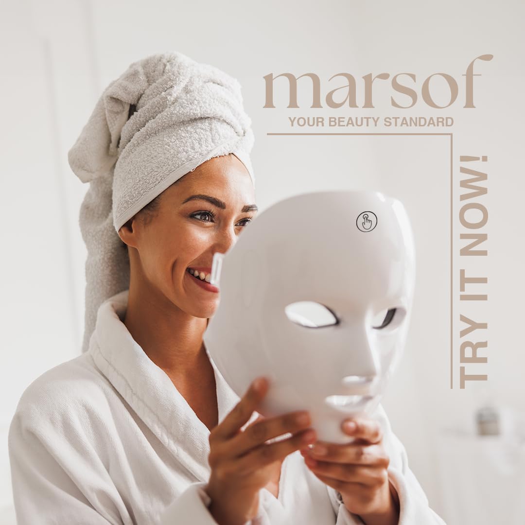 MARSOF LED Light Theraphy Facial Skin Care Mask Collagen Boost 7 Color Lights Skin Rejuvenating Beauty Device