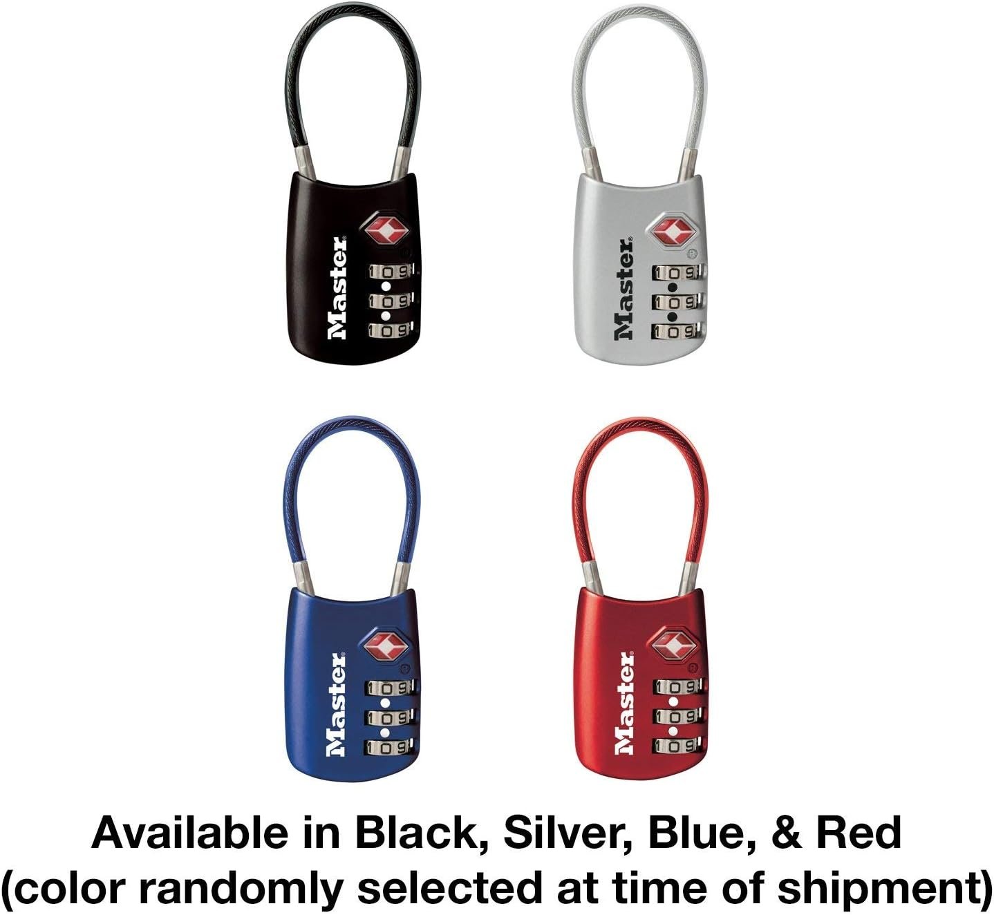 Master Lock TSA Accepted Combination Flex Cable Lock, Keyless with 3 Dial Combination Security, for Baggage, Backpack, Suitcase Lock, Travel Security and Luggage Protection