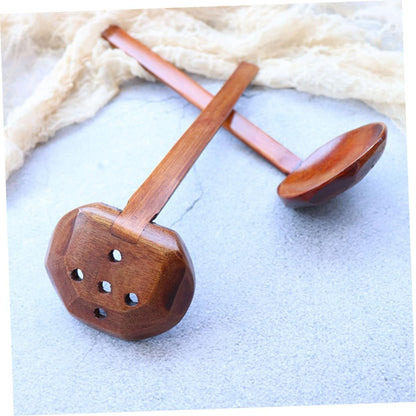 HEMOTON 2 pcs Japanese Table Dining Kitchen Long Spoons Reusable Friendly Eco Handle Wooden Home