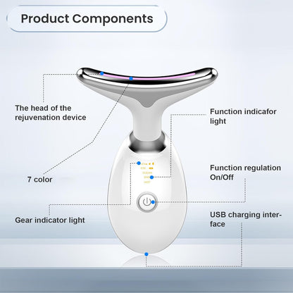 Vibration Lily 7-in-1 Face Neck Massager Face Sculpting Tool Triple-Action Wrinkle Remover Skin Rejuvenation Device with Thermal for Skin Care, Tightening, and Smoothness