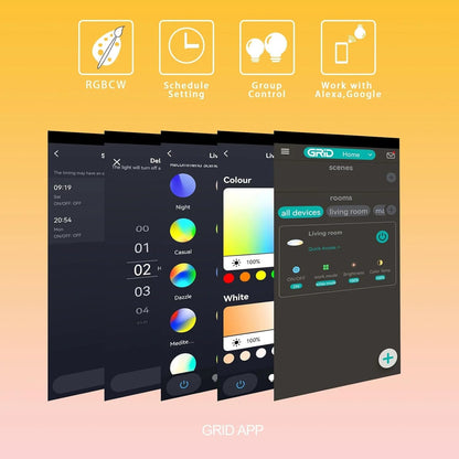 7Pandas Light Bulb Smart Wi-Fi LED Bulb Dimmable Multicolor RGBCW, E27, 60W Equivalent, Compatible with Alexa, Google Assistant, SmartThings, No Hub Required, 4 Pack