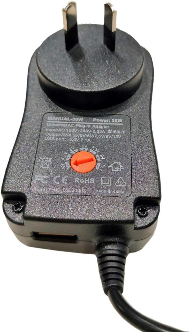 Easyday Universal AU Power Supply Adapter AC 100-220V to DC Wall Charger Power Adapter (3V-12V 5.5X2.1mm DC)