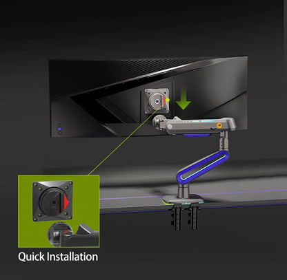 NB ERGONOMIC RGB Gaming Monitor-arm for Flat/Ultrawide/Curved Monitors 32 to 60 inch, Heavy Duty Stand Load up to 20 kg, VESA 75/100 mm Monitor-Mount G70-New