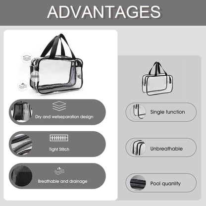 MQ Clear Toiletry Bag,Travel Makeup Bags,PVC Make-up Pouch for Toiletries,Waterproof Transparent Wash Bag with Compartment,Large Clear Tote Bag for Accessories,Cosmetics,Men/Women