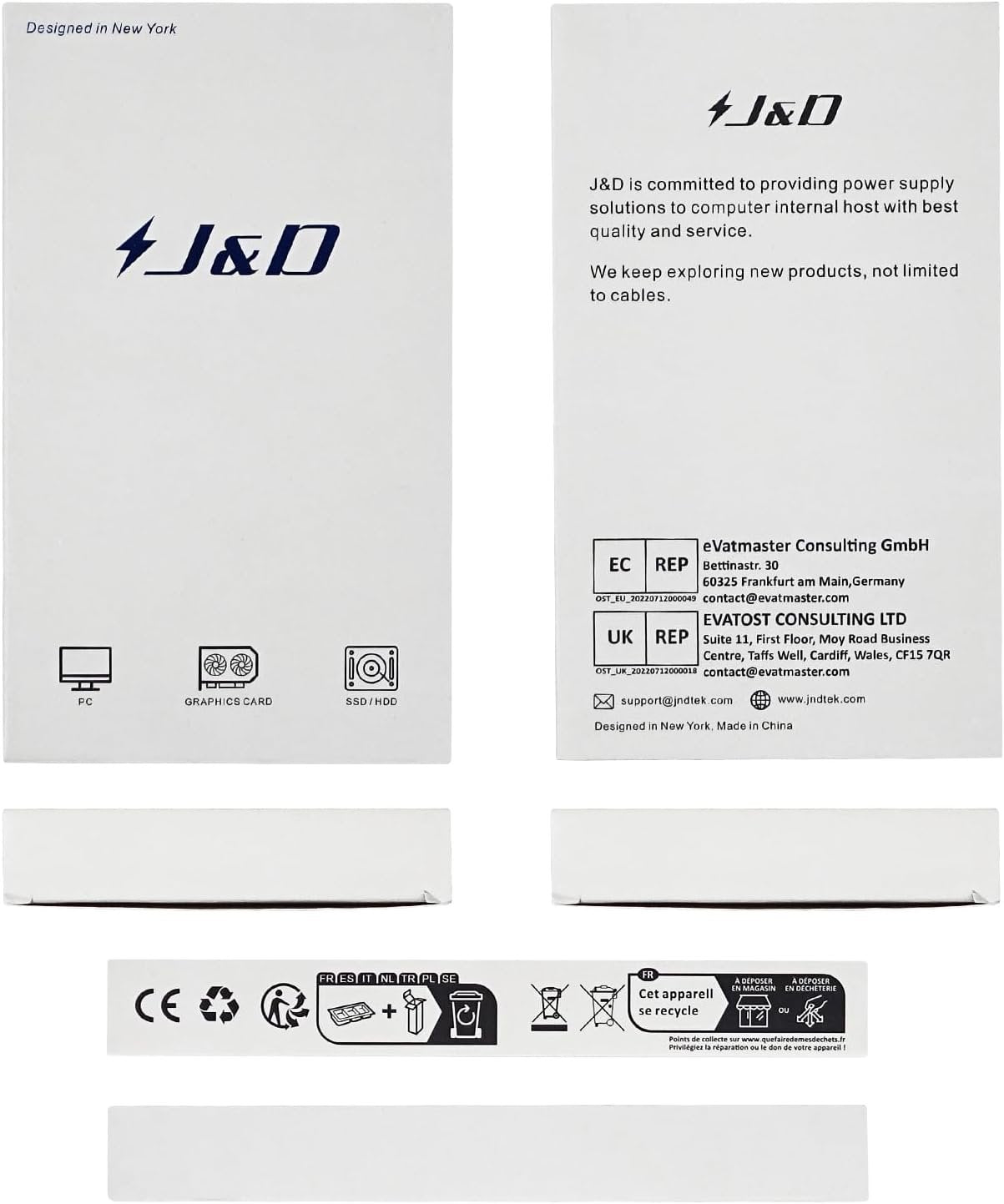 J&D PCIe 6 Pin to PCIe 8 Pin Power Adapter Cable (2 Pack), PCI Express 6 pin to 8 pin Adapter Power Cable, 12 inch