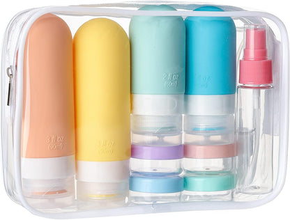 DEPOZA 16 Pack Travel Bottles Set - TSA Approved Leak Proof Silicone Squeezable Containers for Toiletries, Conditioner, Shampoo, Lotion & Body Wash Accessories (16 pcs/White Pack)