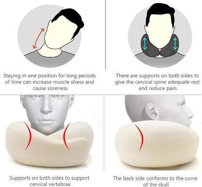 Neck Pillow Travel Pillows 100% Pure Memory Foam Neck Pillow, Comfortable & Breathable Cover, Airplane Travel Kit with 3D Contoured Eye Masks, Earplugs, for Airplane, Cars, Office Pillow (Pink)