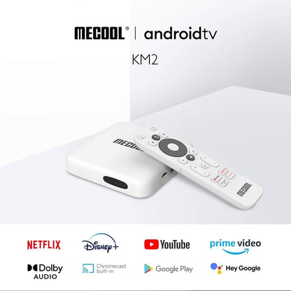 MECOOL KM2 Android TV Netflix 4K with Google Assistant Build in 4K HDR Streaming Media Player Google Certified Free HDMI Cable