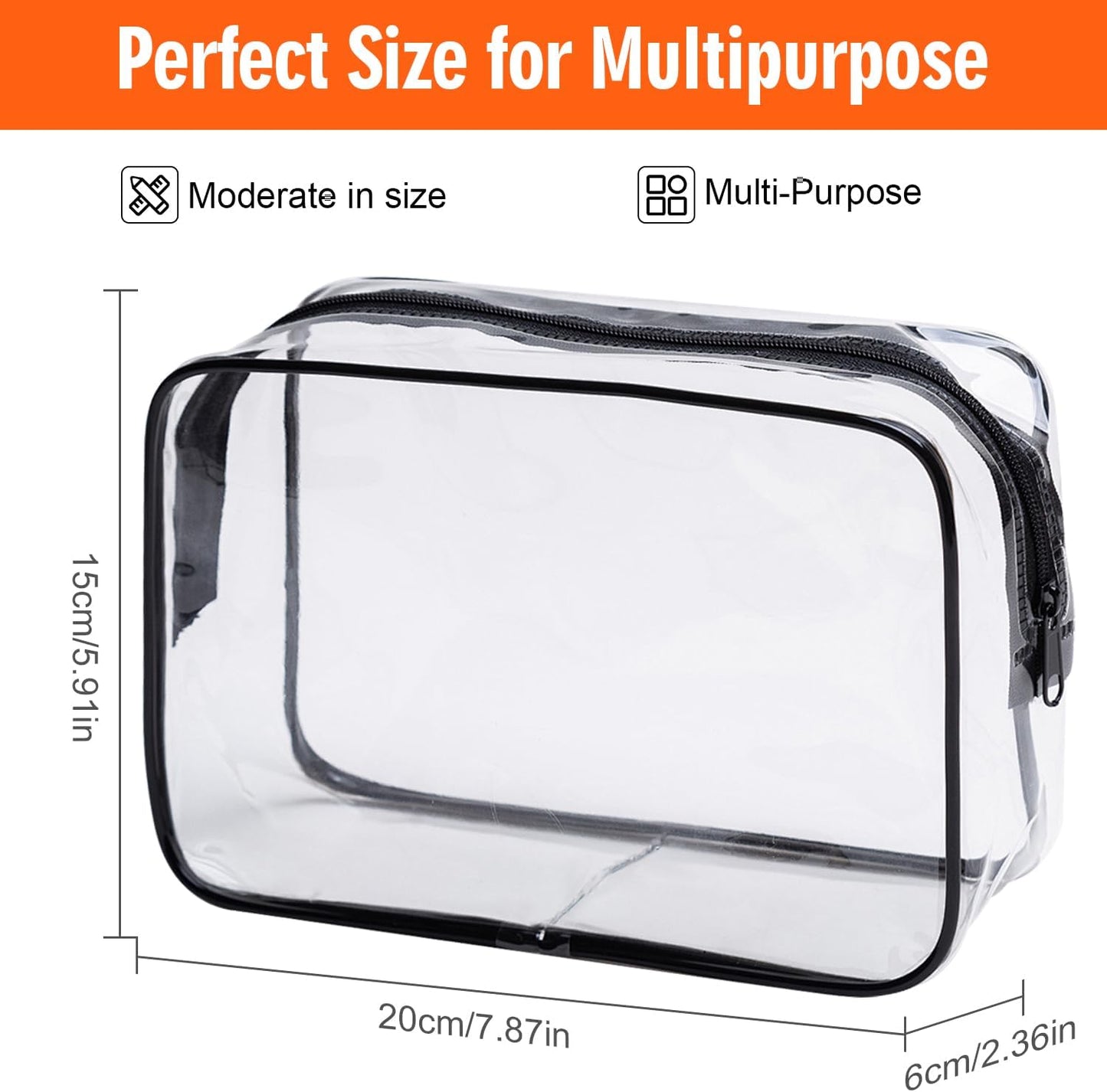 TSA Toiletry Bag -3 Pack Clear Makeup Bag Quart Size Bags, H HOME-MART Travel Makeup Cosmetic Bag for Women, Carry on Airport Airline CompliantBag