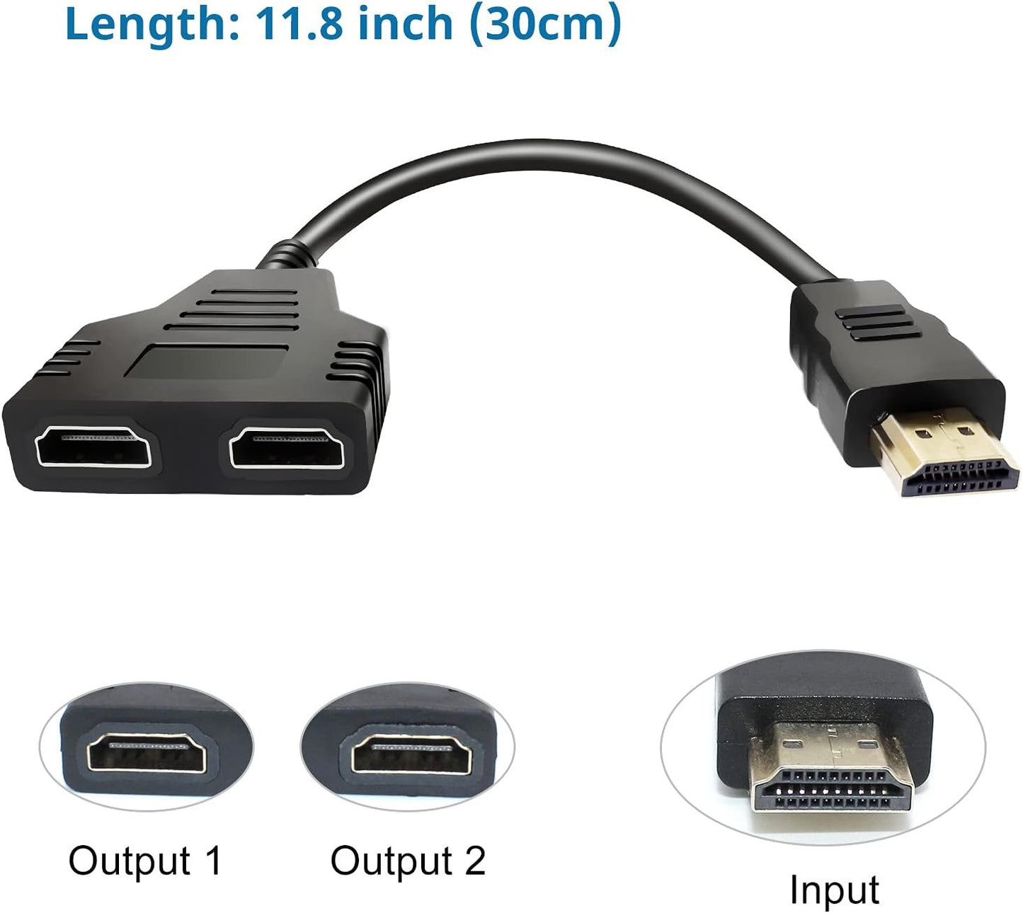 HDMI Cable 1080P Male to Dual HDMI Female, HDMI Splitter for Dual Monitors, Multimedia Interface Adapter 1 to 2 Way for HDMI HD, LED, LCD, TV