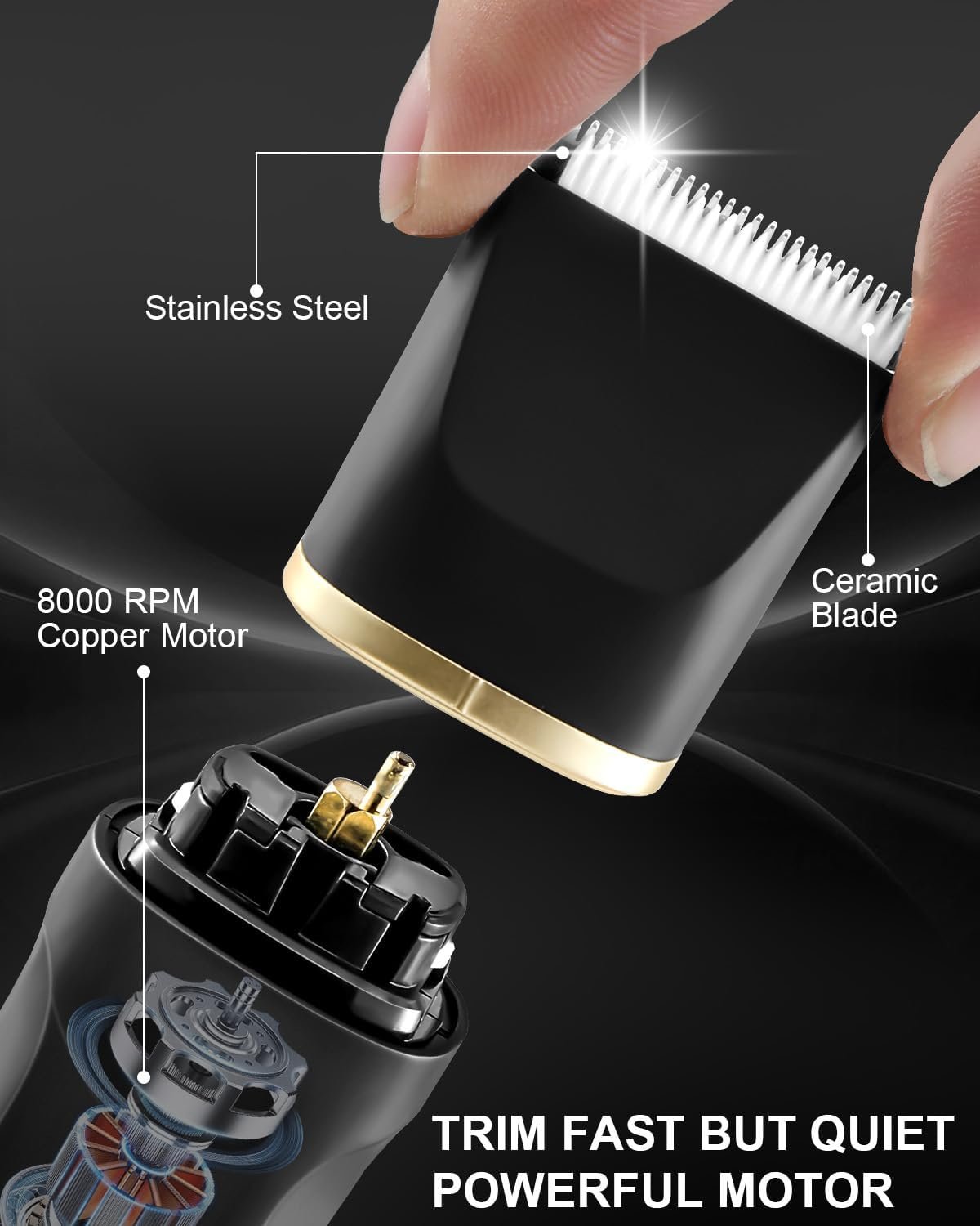 Body Hair Trimmer Men Painless Body Groomer & Ball Trimmer,3 in 1 Pubic Hair Trimmer for Men,USB Recharge Dock,Replaceable Ceramic Blade Heads,IPX7,Mens Grooming Kits,Black