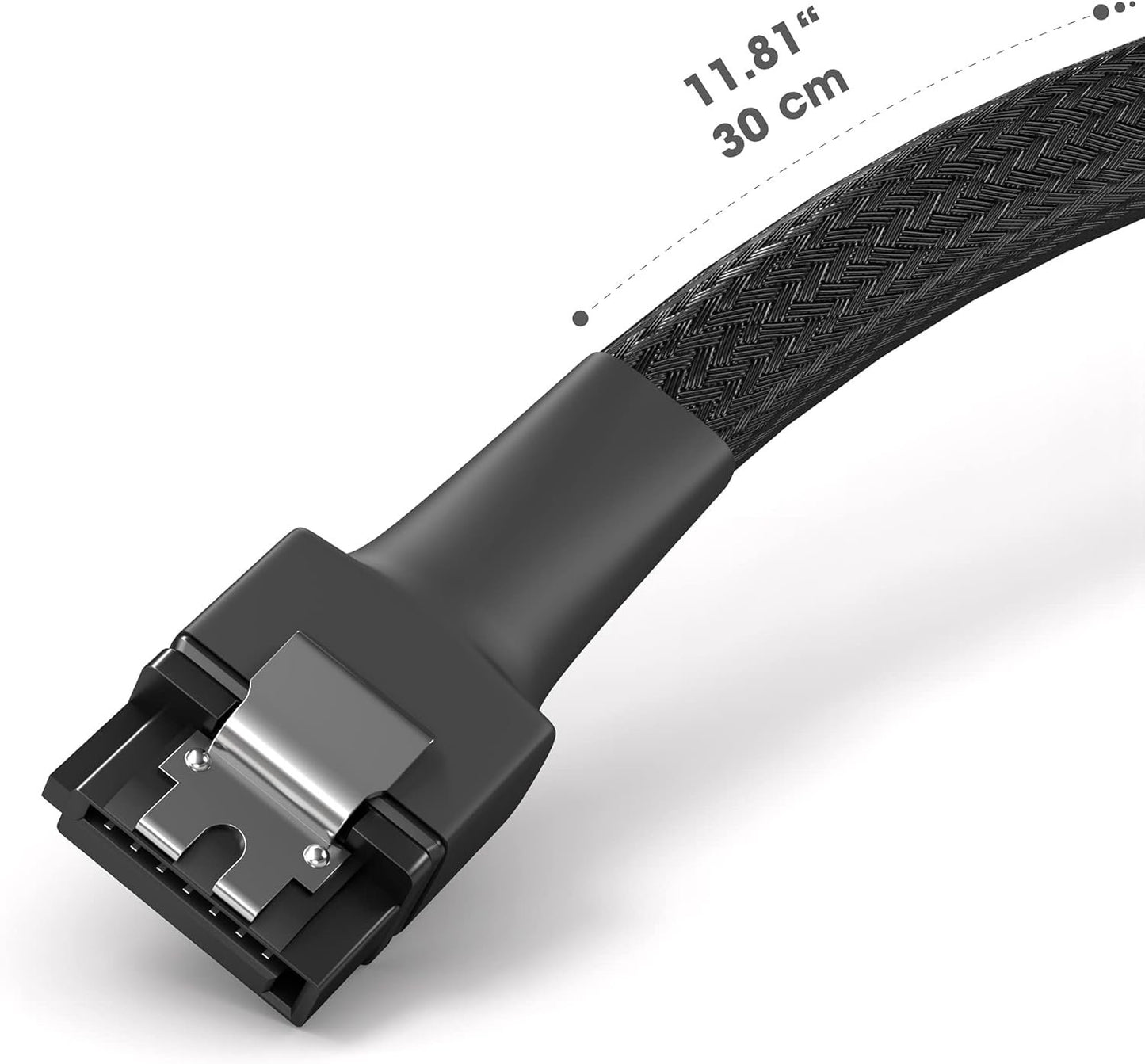 KabelDirekt â€“ 3x SATA 3 cables 6Gb/s â€“ 30cm, straight connector (data cable, 6Gbit/s, SATA III/Serial ATA, L connector, set of 3 cables, connects hard drives/SSDs/hard disks to the motherboard, black)