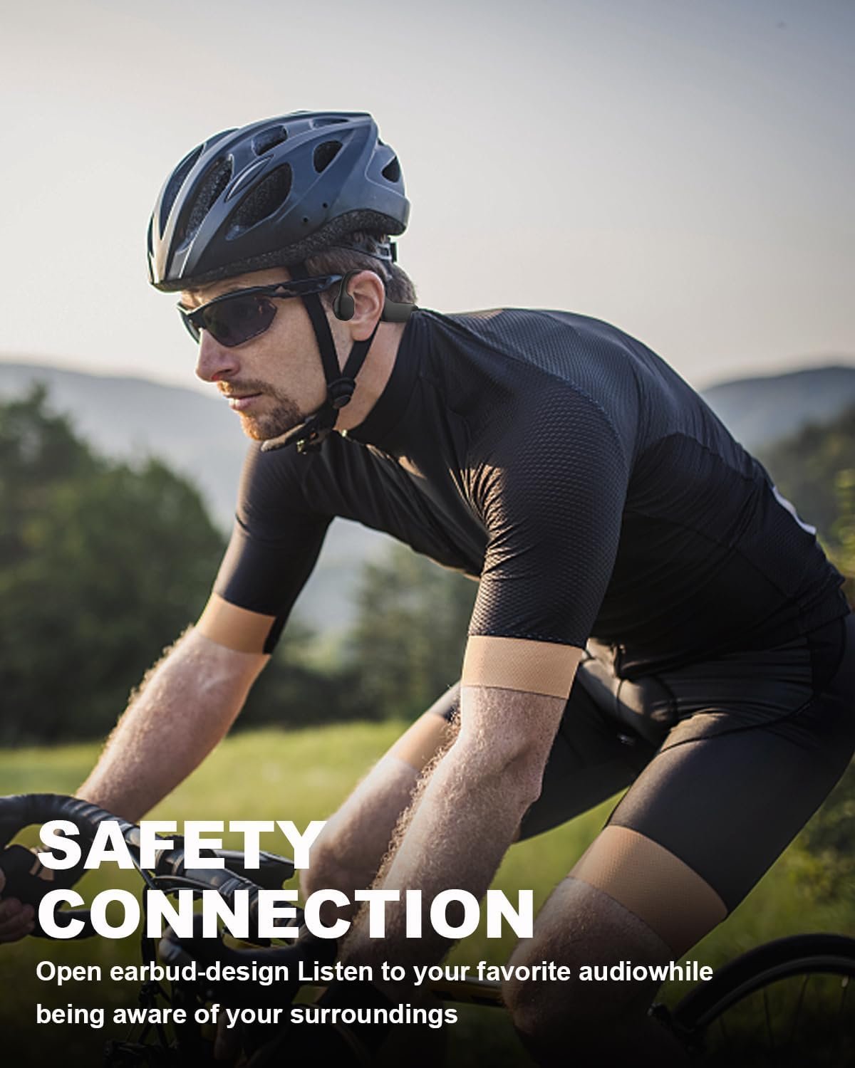 SANOTO Bone Conduction Headphones Wireless Open Ear Headphones IPX7 Waterproof Sweatproof Bluetooth Earphones Sport Headphones for Running Bicycle Cycling Workouts