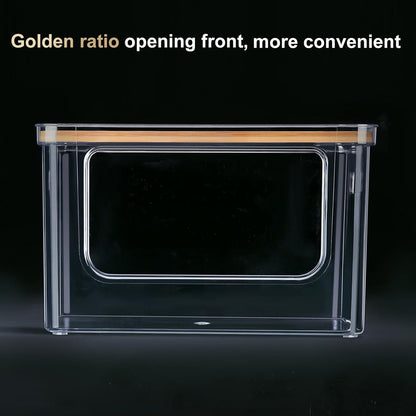 Hudgan Stackable Storage with Bamboo Top for Kitchen Laundry Room Organization, Extra Large Trash Bag/Garbage Bag Dispenser, Pantry Organizers and Storage Under Sink Organizer