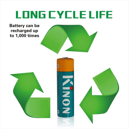 Kinon Double A Rechargeable Batteries 1.2V NiMH AA 1300mAh (12 Pieces) for Outdoor Solar Lamp Lawn Garden Lights Landscape Pathway Lights Backyard Porch and Patio Lights