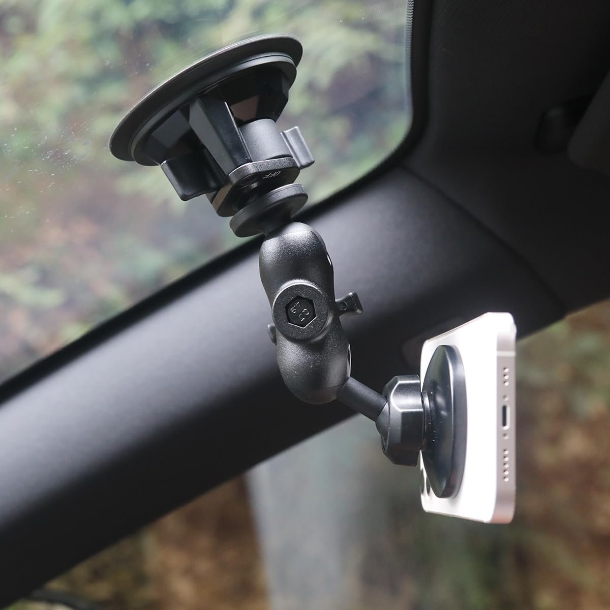 1 inch to 17mm Ball Adapter for RAM Mounts B Size Double Socket Arm, Compatible with Garmin GPS, 25mm Female Socket to 17mm Male (2.4" Short Arm)