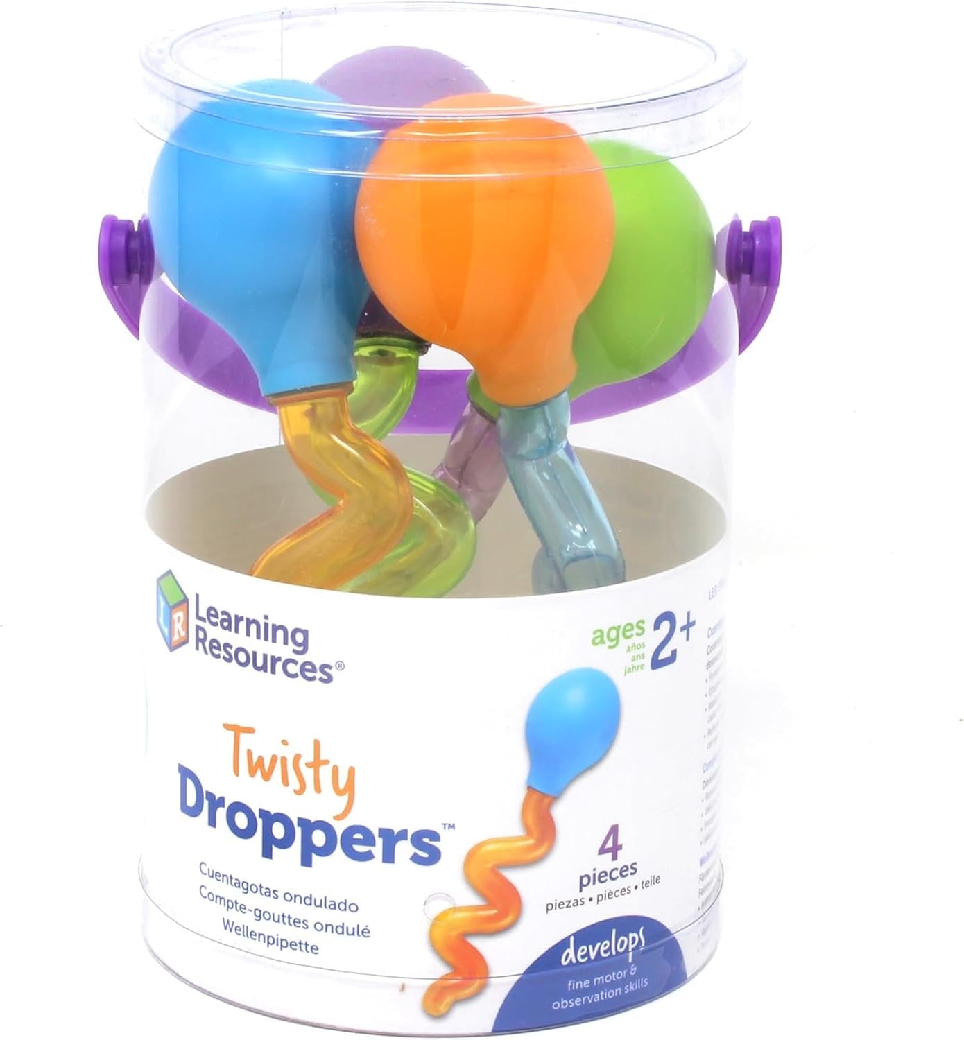 Learning Resources LER3963 Twisty Droppers, Fine Motor Toy, Science Exploration, Set of 4, Ages 2+