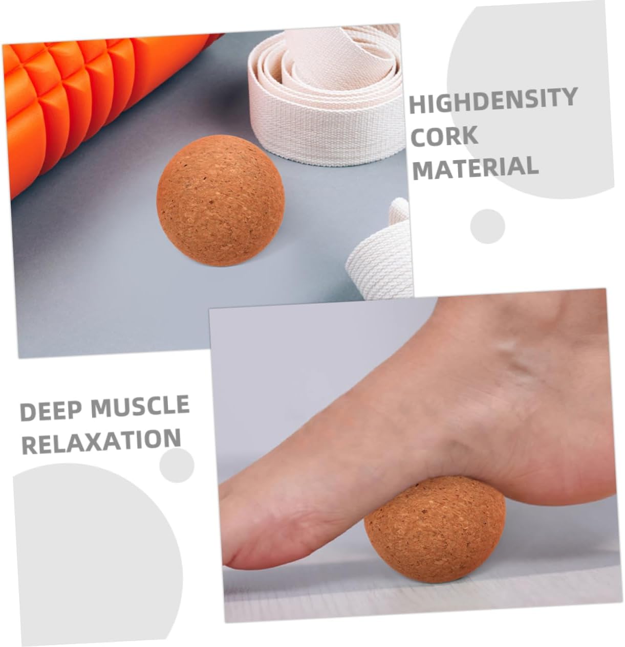 ifundom Palla da Yoga Palla per Massaggiare Palline da Massaggio Manuali di Yoga Sfera di Sughero Strumento di Massaggio All'Indietro Massaggiatore al Collo Trucioli di Sughero
