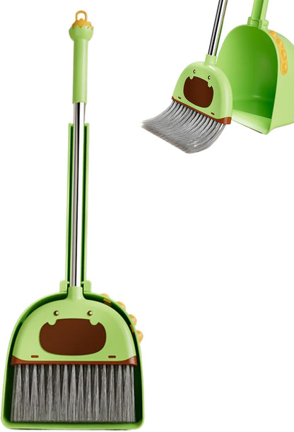 Toddler Broom Set, Kids Broom Dustpan Combo, Play Learn Educational Toy for Pretend Cleaning at Home and Preschool, 7.28x5.12x22.05 inches, Green, Pink