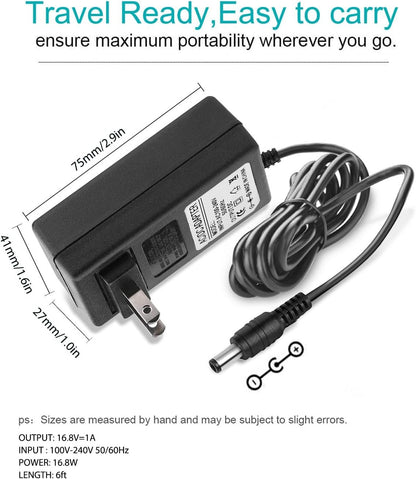 16.8V AC/DC Massage Gun Charger Adapter with 16.8V 0.8A 1A Massage Guns Power Supply Cord Cable (6.6Ft)