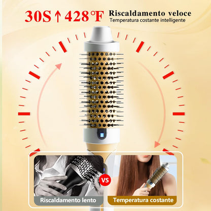 Rotating Hair Brush, Thermal Hair Brush, Thermal Curling Brush, 38 mm Heated Lonic Curling Brush for Creating Volume and Natural Curls, Ionic Care (Gold)