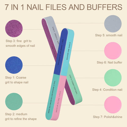 Professional Nail Buffer Block, Nail Buffer for Natural Nails, All-in-One Smooth & Buff & Shine for Nail Care, 12 Pack.