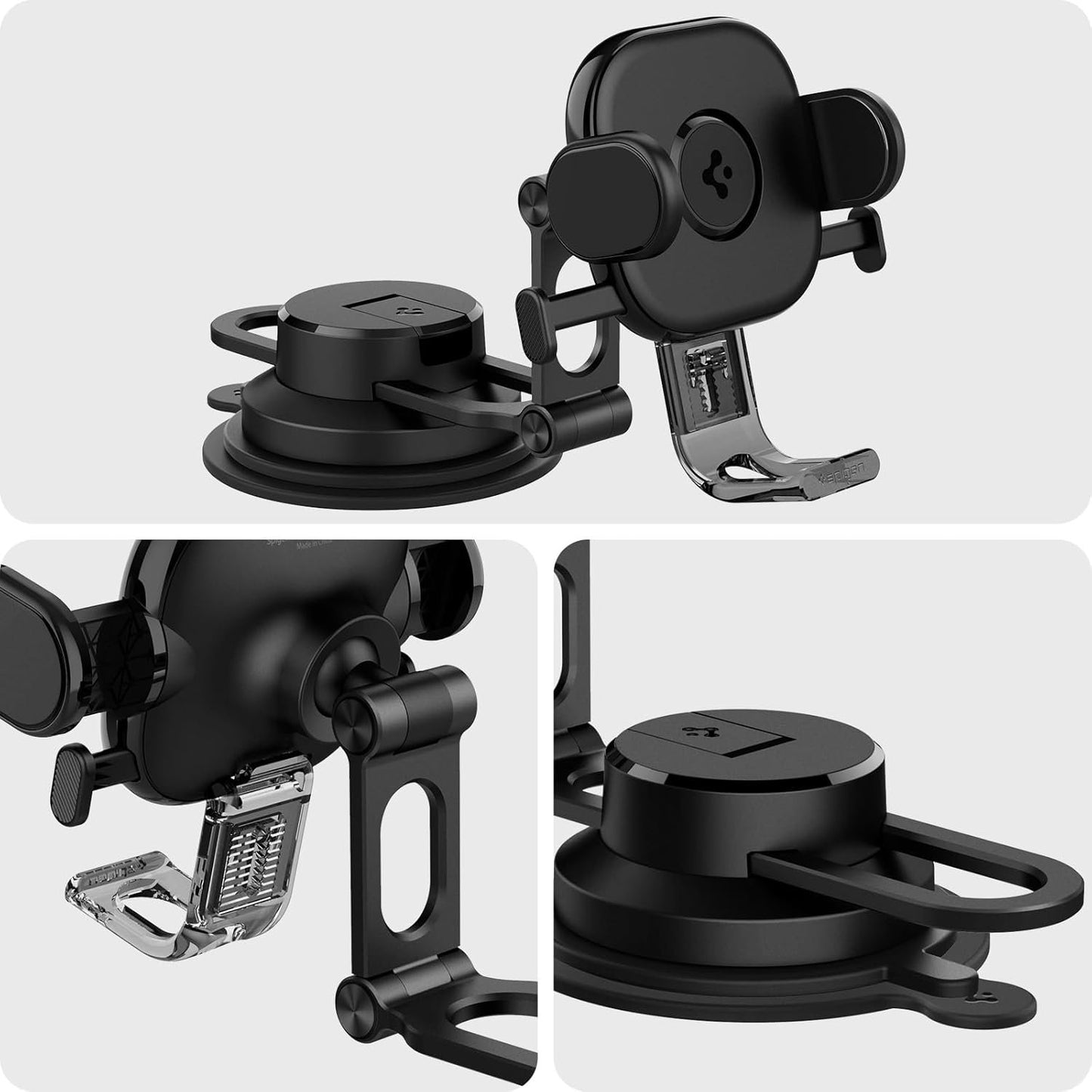 Spigen OneTap Universal Car Phone Holder, Car Phone Holder for Dashboard and Windshield, Extendable Arm with Two Joints Structure for iPhone, Samsung, Xiaomi, Pixel etc
