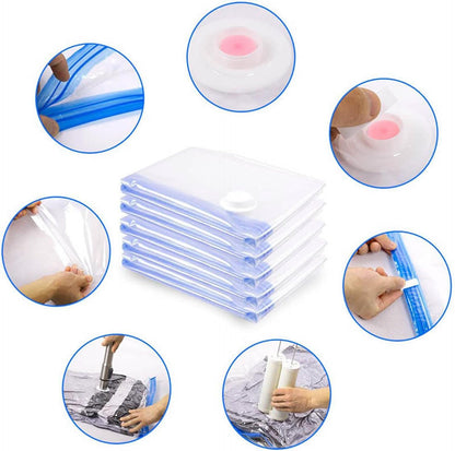 Vacuum Storage Bags Small 6 Pack with Suction Pump, 60 X 40 Cm Reusable Compression Bags Space Saver, Vacuum Bag for Packing,Clothes, Bedding, Travel