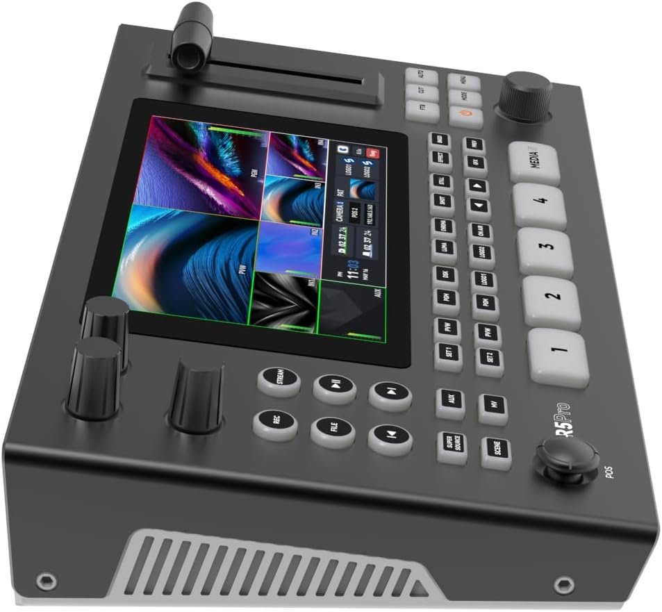 SPROLINK NeoLIVE R5PRO-S 1080P 60HZ 5.5-inch Screen Professional-Grade Live Video switcher, Portable All-in-one 4 HDMI 4K inputs Horizontal and Vertical Screen NDI Support (Optional)