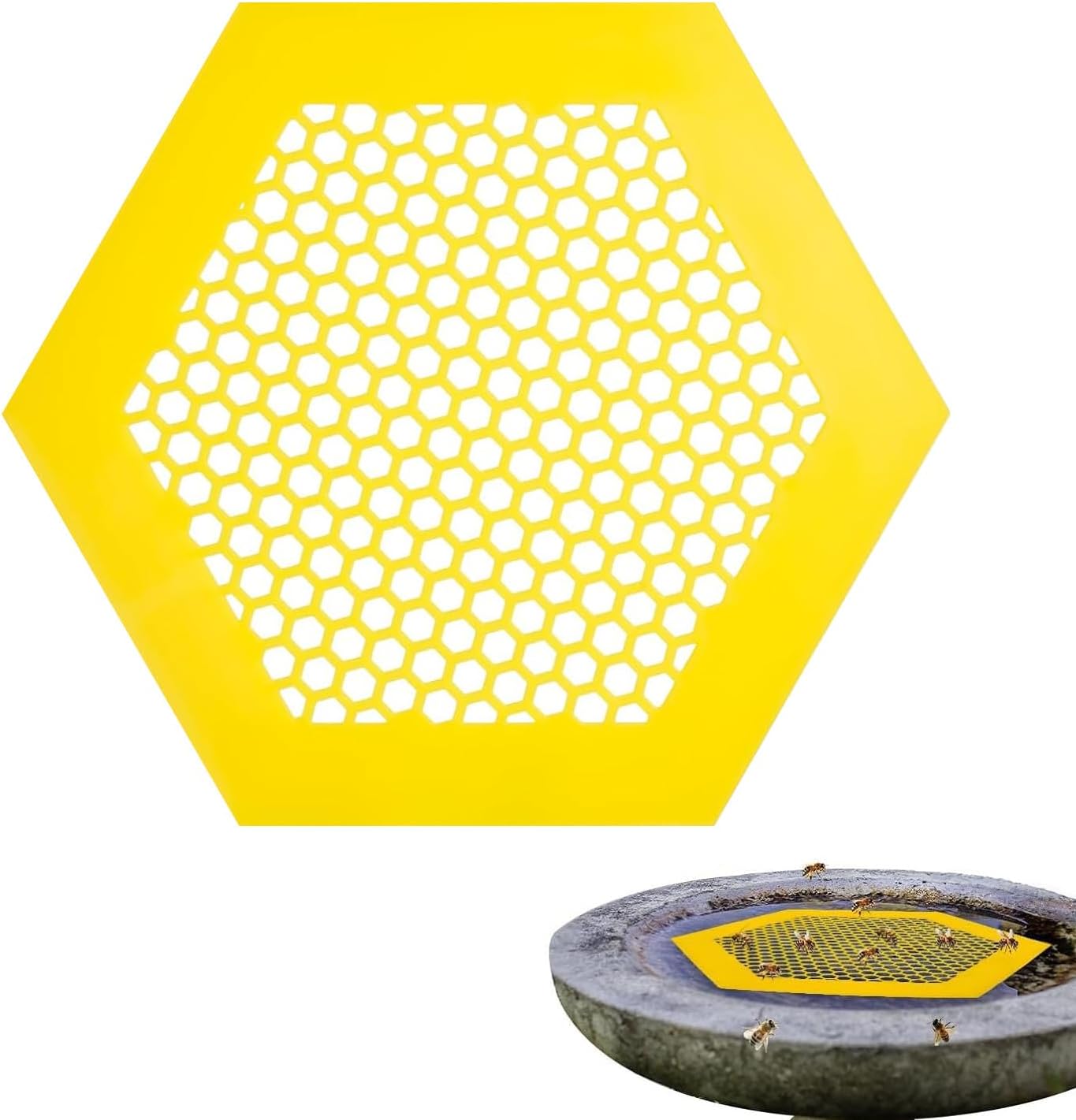 Proxima Direct 1 Pack Large Floating Bee Island for Driking Floatable Bee Waterer Bee Feeder with Beehive Design, Floating Watering Station for Feeding for Outdoor Garden (Yellow)