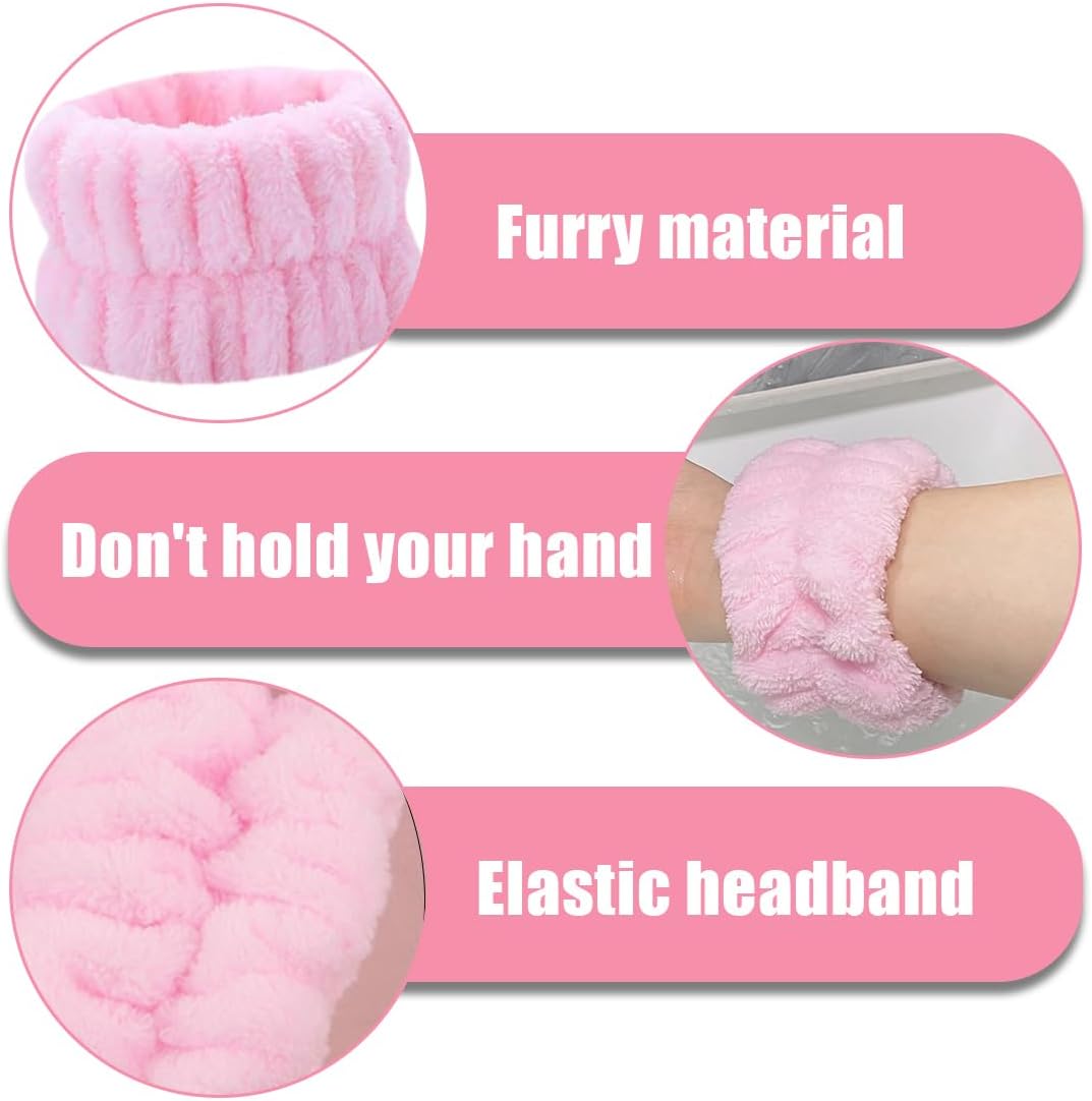 SGERUFZ 2 Paar Skincare Wristbands, Elastics and Absorbent, Face and Hair Bands, Wristbands for Women and Girls, Makeup Accessories and Facial Cleansing