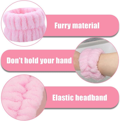 SGERUFZ 2 Paar Skincare Wristbands, Elastics and Absorbent, Face and Hair Bands, Wristbands for Women and Girls, Makeup Accessories and Facial Cleansing