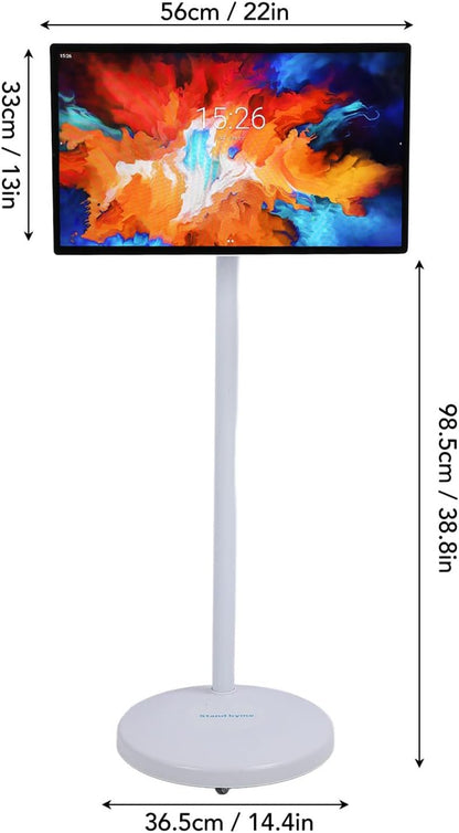 24 Inch Smart Screen Portable TV with Pole Stand & Built in 5MP Camera, 6+128G Movable Touch Display Screen for Live Streaming, Home Entertainment (US Plug 100 to 240V)
