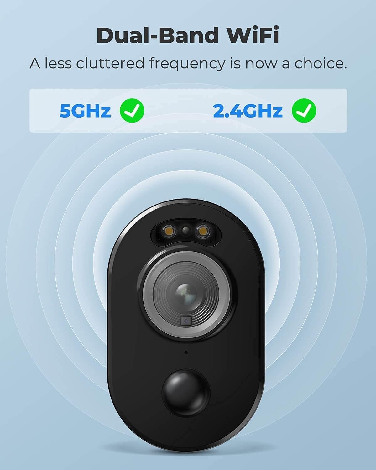 Reolink 5MP 2.4/5GHz Dual Band WiFi Battery Powered Security Camera, Smart Person/Vehicle/Pet Detection, Spotlight Activated by Motion, Argus 3 Pro