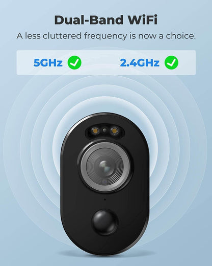 Reolink 5MP 2.4/5GHz Dual Band WiFi Battery Powered Security Camera, Smart Person/Vehicle/Pet Detection, Spotlight Activated by Motion, Argus 3 Pro
